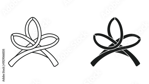 Minimalist logo design with intertwined ribbons and leaves
