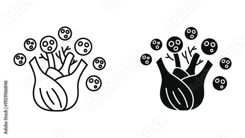Garlic bulb with cloves graphic icon