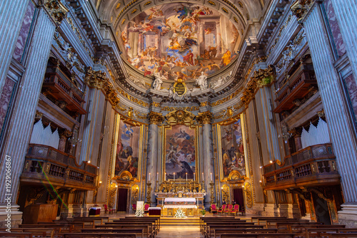 Decorated interiors of St. Ignatius of Loyola at Campus Martius church (Sant'Ignazio), Rome, Italy