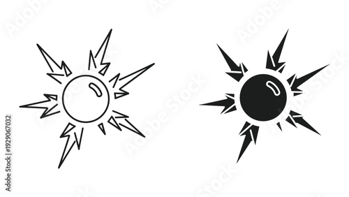 Dynamic sunburst icons in black and white for creative projects