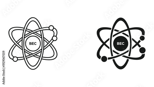 BEC atom logo template with orbiting electrons