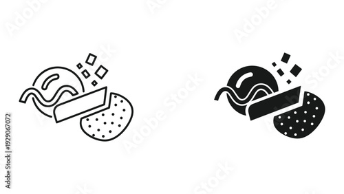 Modern pie chart and graph icons in black and white