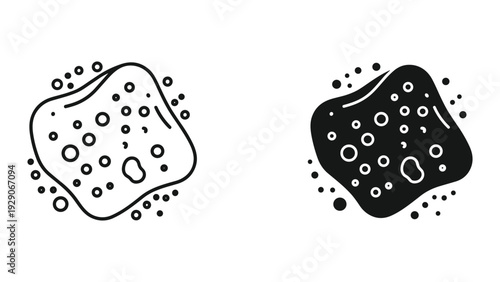 Abstract black and white organic shapes with bubbles
