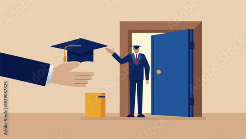 Door opening to higher education opportunities and MBA success.eps