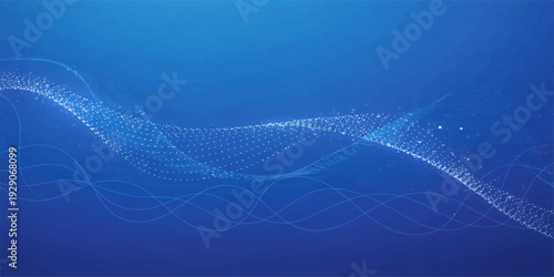 Abstract blue wave background featuring futuristic digital lines and motion curves for a professional technology web banner design template