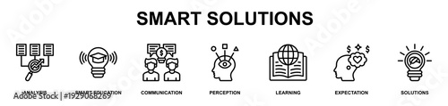 Smart Solution Banner Web Icon Set Vector Illustration. Also Suitable For Problem Solving, Risk Management and Support 
