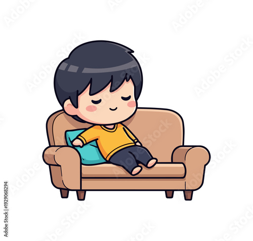 Cartoon illustration of a relaxing person on a couch
