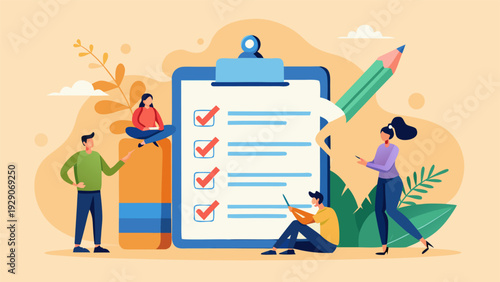 Business project management checklist with completed tasks and checkmarks on a clipboard.eps