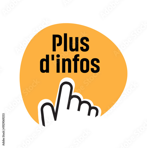 Plus d'infos text on white background. more info in french language