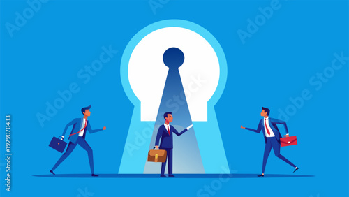 Conceptual vector illustration of professionals racing to unlock future potential and growth.eps