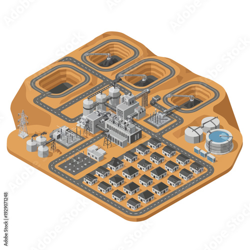 Industrial Facility Model with Storage Tanks.