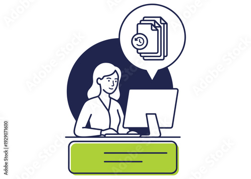 Office worker recovering previous file versions on computer with history feature