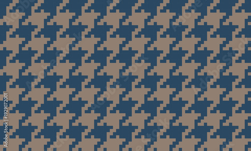 Seamless houndstooth fabric pattern in blue and brown. A classic design with a modern twist, ideal for fashion backgrounds, textile design, and commercial graphic design.