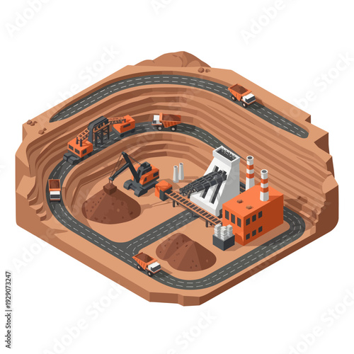 Toy Train Set with Industrial Theme.