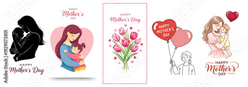 A collection of valentine's day greeting cards with cartoon characters and flowers.