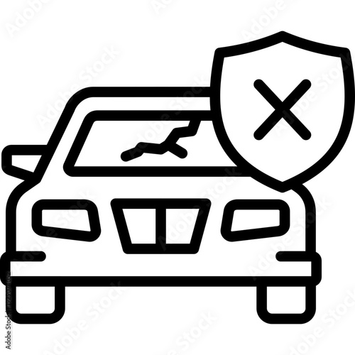 uninsured car icon in line style