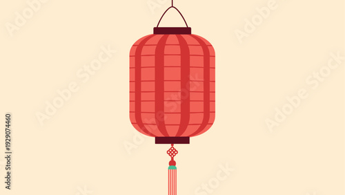 red hanging chinese lantern hand drawn illustration for asian festival decoration