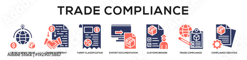 Glyphcolor - Trade Compliance web banner icon vector illustration concept
