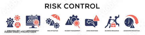 Glyphcolor - Risk Control web banner icon vector illustration concept