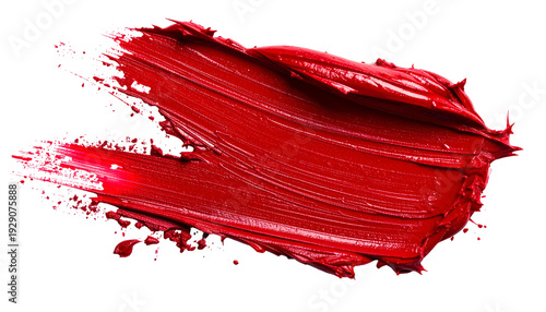 Thick, vibrant red paint stroke with visible texture against a black background