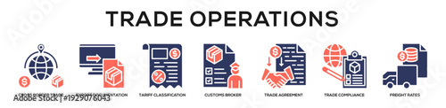 Glyphcolor - Trade Operations web banner icon vector illustration concept