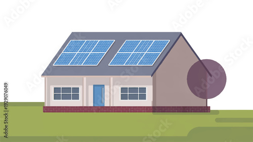 A house with solar panels on the roof and a satellite dish on the side