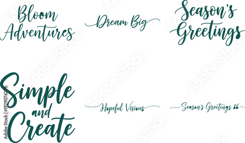 Holiday Greeting Card Phrases in Green Script