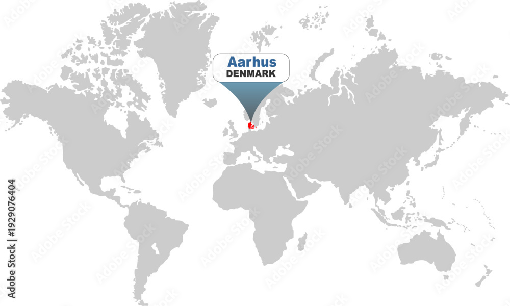 Fototapeta premium Aarhus Denmark map showing highlighted location in Europe.