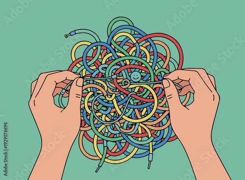 Tangled Cables in Hands