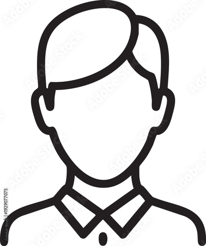 Minimalist icon of a person's head and shoulders with a collared shirt