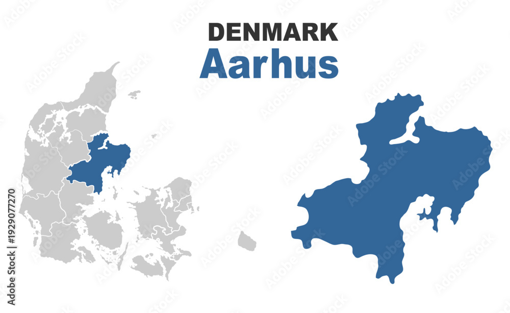 Obraz premium Aarhus Denmark map showing highlighted location in Europe.