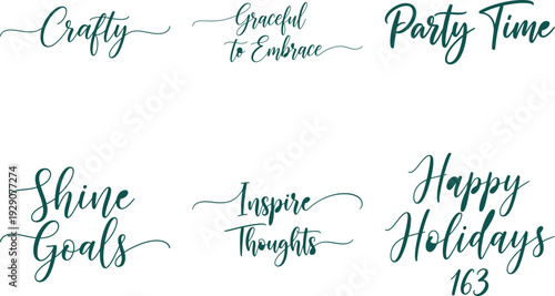 Holiday Greeting Card Phrases in Green Script