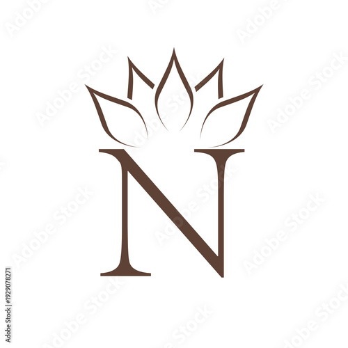 Letter N lotus logo isolated on white background