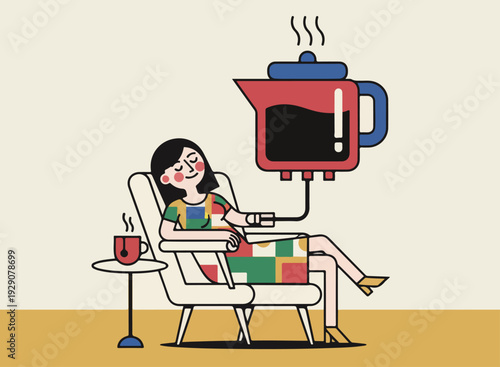 Woman Relaxing with Coffee
