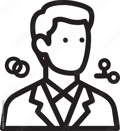 Icon of a man in a suit with wedding rings and a flower, representing marriage