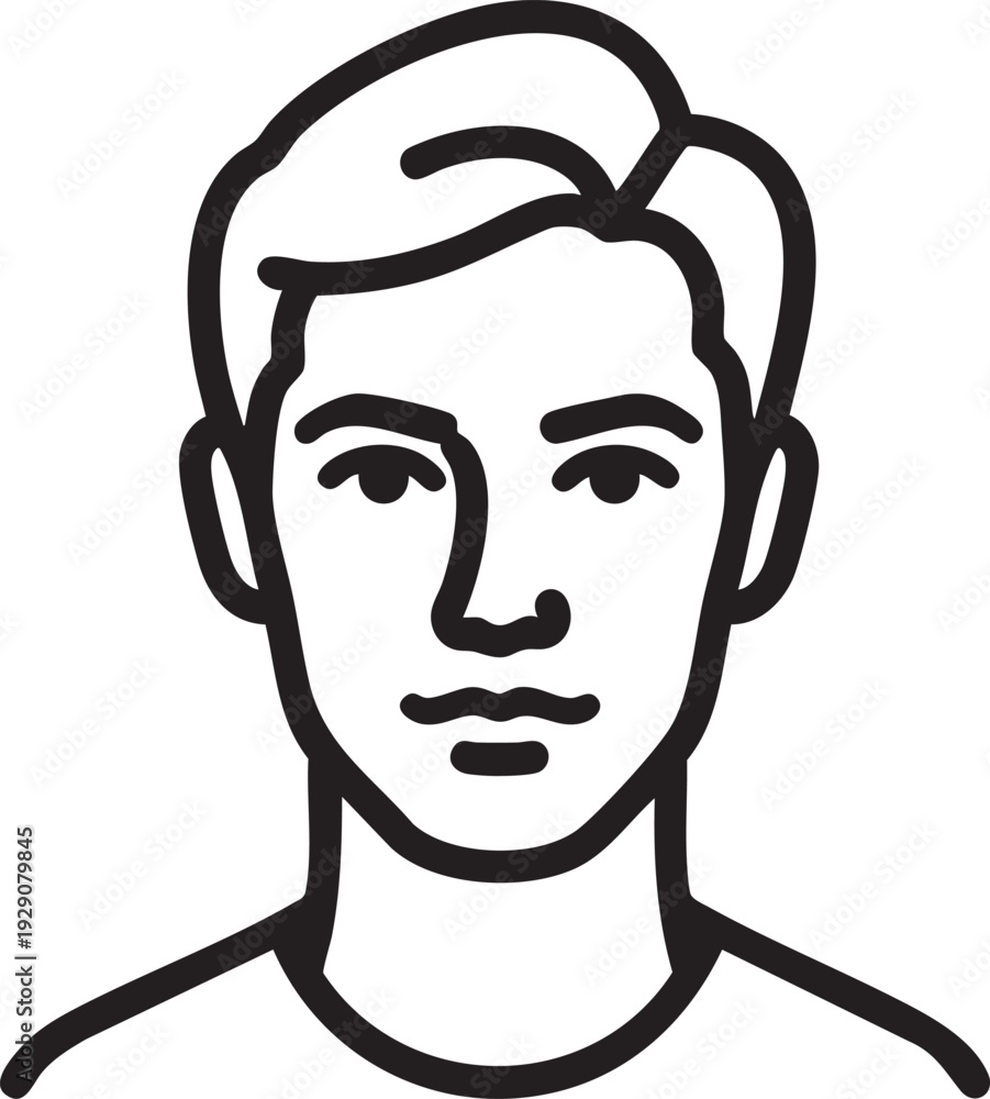 Fototapeta premium Clean outline portrait of a young man, suitable for profile pictures