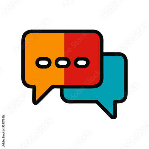 Duo tone speech bubble chat box icon for customer support messaging and collaborative teamwork during New Year season