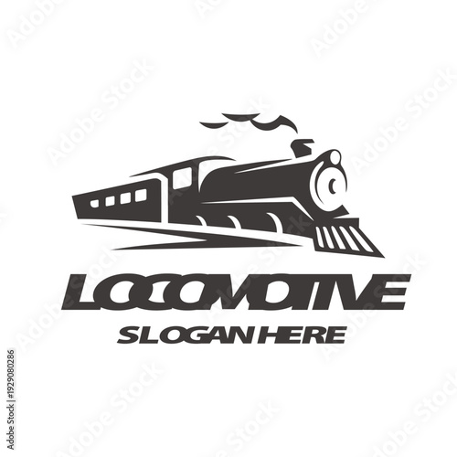 Classic Steam Locomotive Train Logo Design with Vintage Engine Silhouette for Rail Transport Branding Vector Illustration