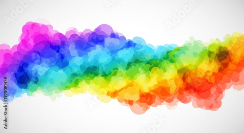 Vibrant rainbow colored smoke or cloud formation on white background abstract colorful illustration