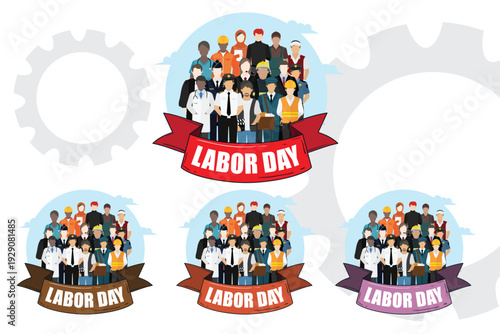 vector illustration of labor day logo, hard worker, strong man, world changer, spirit of work design suitable for company, background, flayer, sticker, screen printing