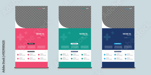 Modern Healthcare and medical center Corporate roll up banner design or pull up banner template and stand design, advertisement, flyer design, display.