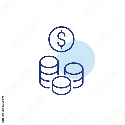 Coins and dollar. Investment and finances growth. Pixel perfect, editable stroke vector icon