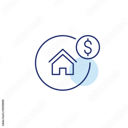 Smart home and dollar. Cost efficient devices. Price of rent and sale. Real estate and property market. Pixel perfect, editable stroke vector icon