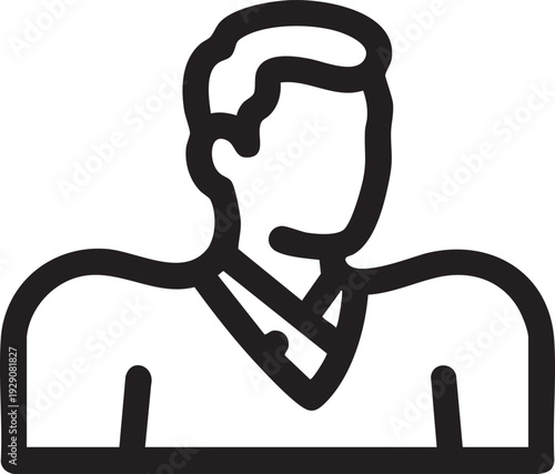 Minimalist outline of a man's upper body in a collar shirt