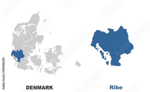 Ribe Denmark map showing highlighted location in Europe.