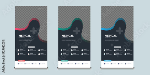 Modern Healthcare and medical center Corporate roll up banner design or pull up banner template and stand design, advertisement, flyer design, display.