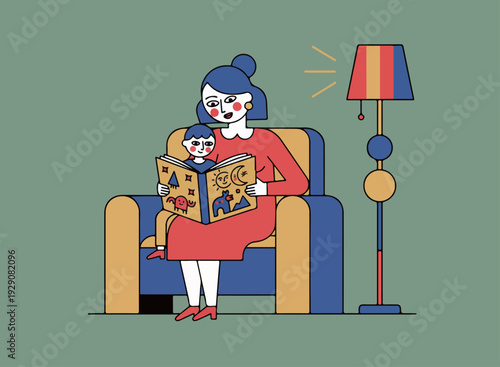 Mother and Child Reading Storybook