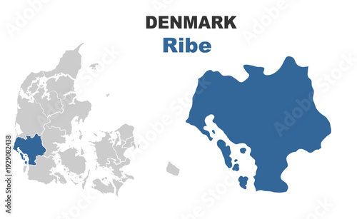 Ribe Denmark map showing highlighted location in Europe.