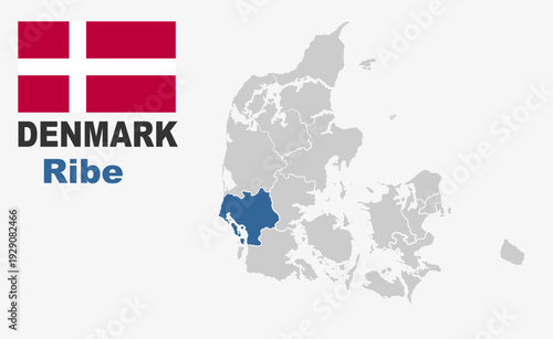 Ribe Denmark map showing highlighted location in Europe.