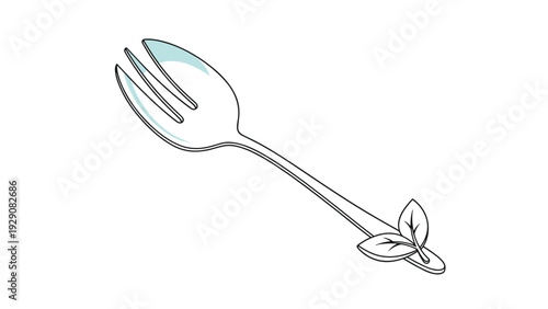 Unique three pronged fork features a decorative handle with green leaves for a creative touch to kitchen and dining tools.